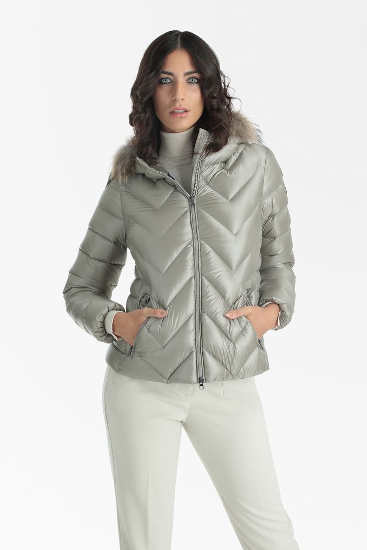 short down jacket with hood